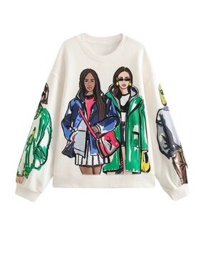 Graphic Sweatshirt with Colorful Illustration